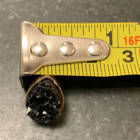 Men’s Black Galaxy Ice Faux Druzy Stud Earrings - Hip Hop Raw Edgy - Picture 6 of 6